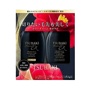 FINETODAY Tsubaki НАБОР Шампунь и Кондиционер для волос интенсивно восстанавливающий, с маслом камелии, с ароматом камелии и букета роз, Premium EX 400мл*2