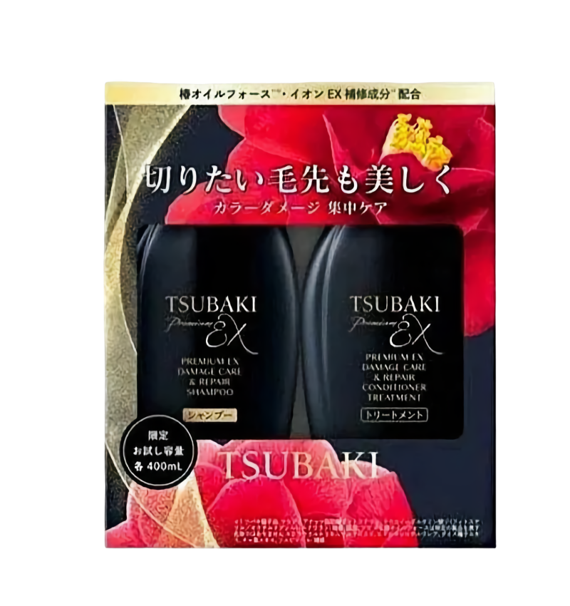 FINETODAY Tsubaki НАБОР Шампунь и Кондиционер для волос интенсивно восстанавливающий, с маслом камелии, с ароматом камелии и букета роз, Premium EX 400мл*2