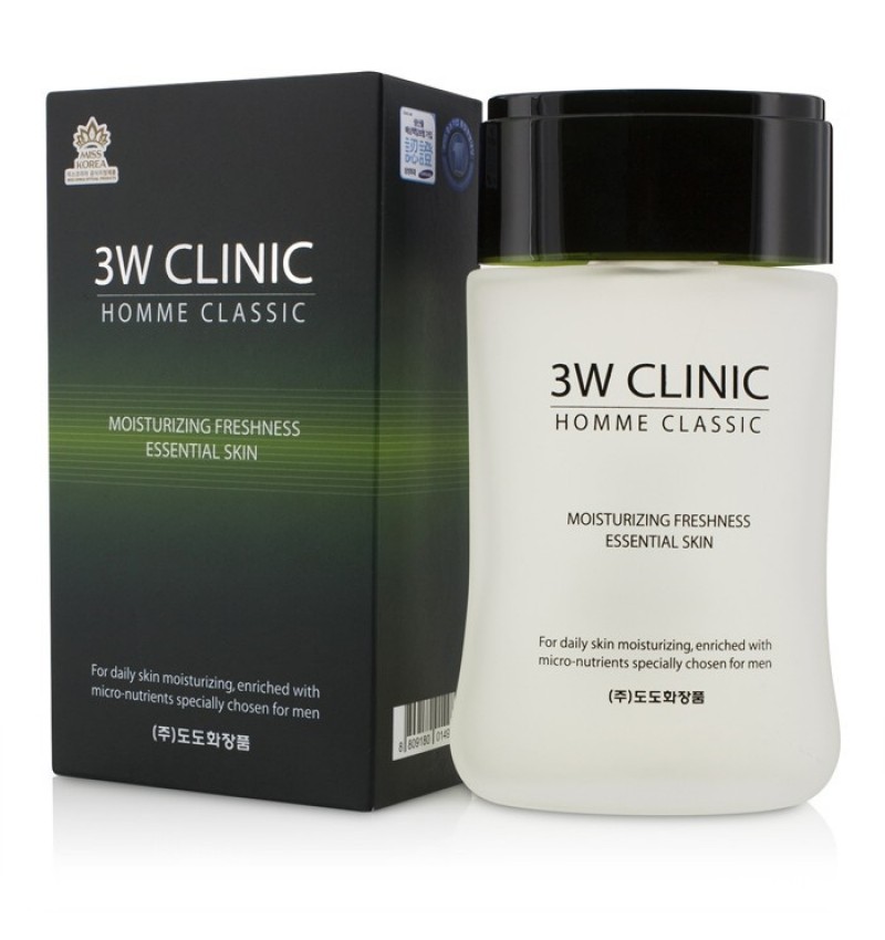 3W Clinic Лосьон для лица мужской увлажняющий / Homme classic Moist Freshness Essential Lotion, 150 мл.