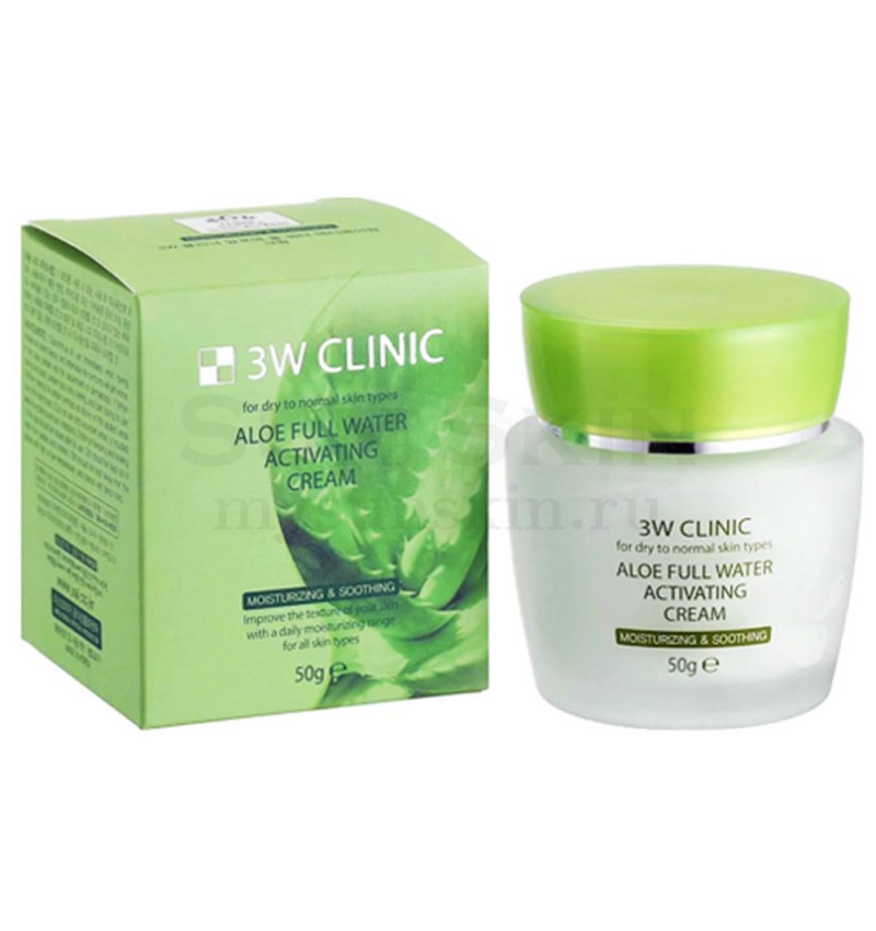 3W Clinic Увлажняющий крем для лица с экстрактом алоэ / Aloe Full Water Activating Cream, 50 гр.					