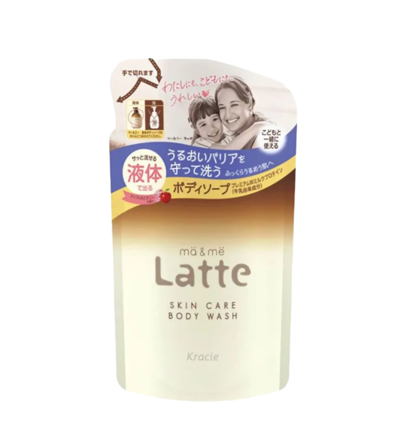 Kracie Жидкое мыло для тела на основе аминокислот с ароматом яблока и пиона, Ma & Me Latte Body Soap 360 мл. мягкая упаковка