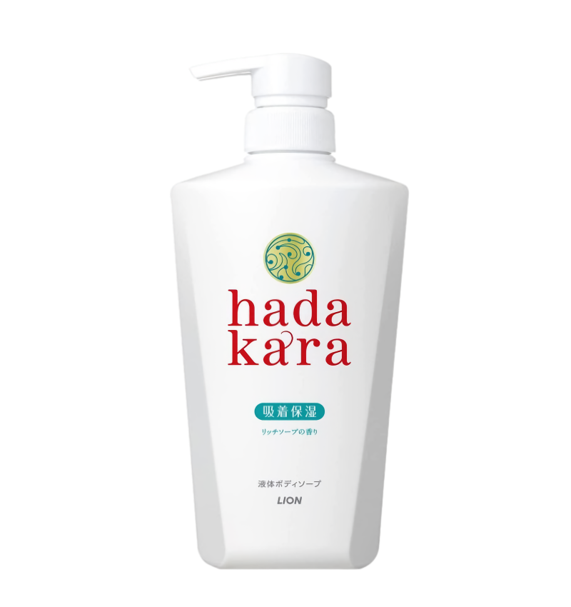 LION Увлажняющее жидкое мыло для тела с ароматом дорогого мыла,  Hadakara Body Soap 500 мл.
