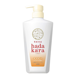 LION Увлажняющее жидкое мыло для тела с ароматом безупречной розы, Hadakara Body Soap 480 мл.