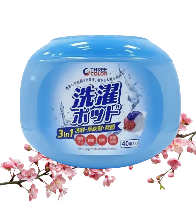 Three Color Капсулы для стирки с кондиционером парфюмированные с пятновыводителе Сакура 40 шт 600 гр
