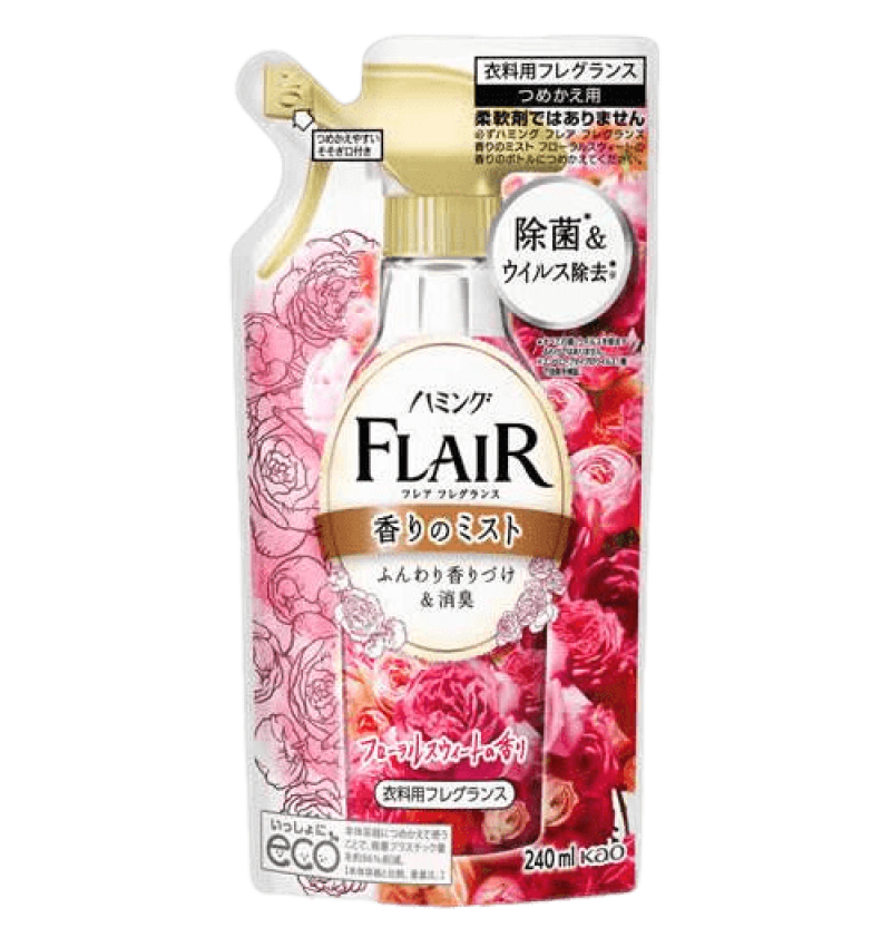 KAO Flair Fragrance Floral Sweet Кондиционер-спрей "Humming" для тканей (тёплый аромат цветочного букета) 240 мл, мягкая упаковка
