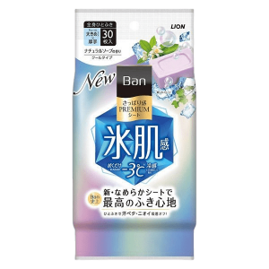 Lion Дезодорант для всего тела в форме салфеток "Ban Premium Refresh Shower Sheets" с пудрой и охлаждающим эффектом, аромат «Цветочное мыло» 30 шт