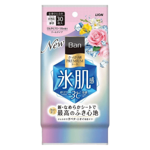 LION Дезодорант для всего тела в форме салфеток "Ban Premium Refresh Shower Sheets" с пудрой и охлаждающим эффектом аромат «Искрящийся цветочный» 30 шт