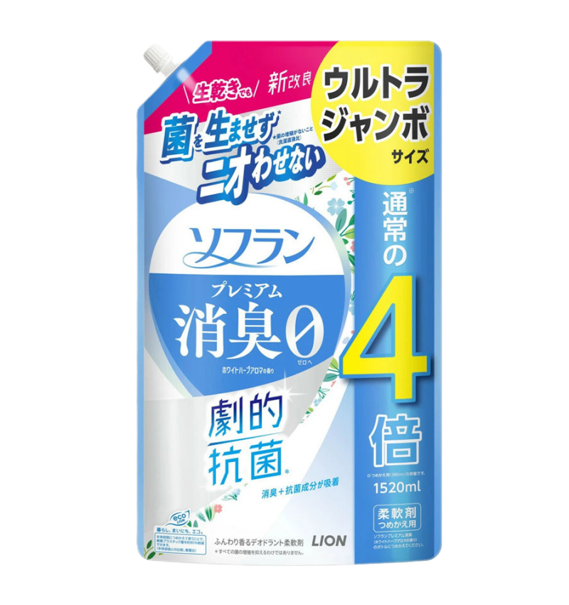 Lion Soflan Кондиционер для белья, натуральный аромат луговых трав / Premium Deodorizer 107 Herb, 1520 мл мягкая упаковка