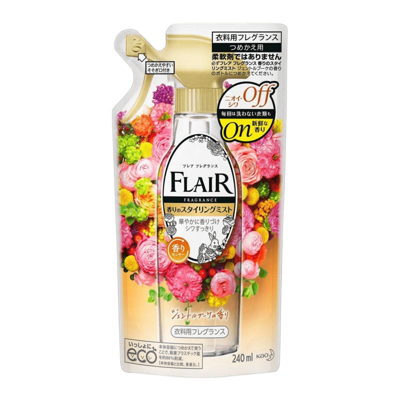 KAO Flair Fragrance Charming Bouquet Кондиционер-спрей "Humming" для тканей (c арома-сенсорами, элегантный аромат цветочного букета) 240 мл, мягкая упаковка