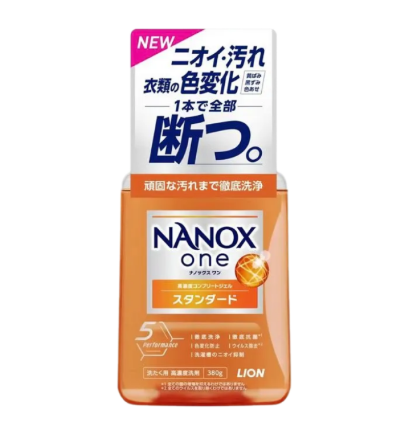 Lion "Nanox One Standard" Концентрированное жидкое средство для стирки белья, против стойких загрязнений 380 мл.