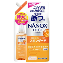 Lion "Nanox One Standard" Концентрированное жидкое средство для стирки белья, против стойких загрязнений, 820 мл. мягка упаковка