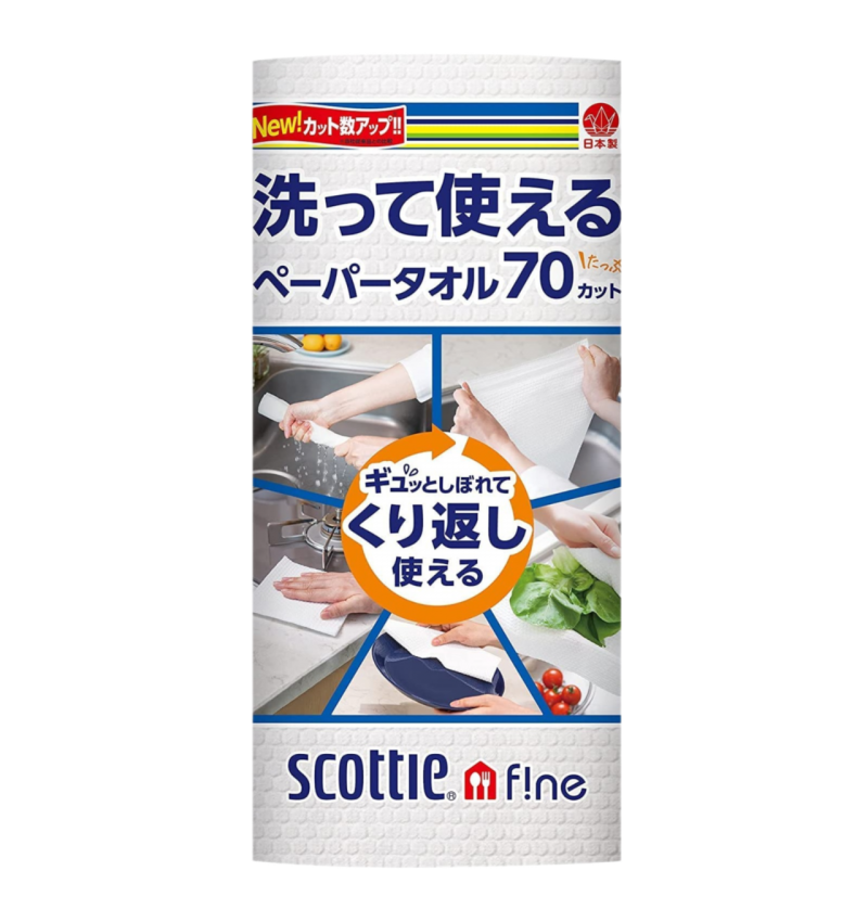 Nippon Paper Crecia Co., Ltd. Многоразовые нетканые кухонные полотенца, Scottie Fine лист 240х275мм, рулон 70 листов
