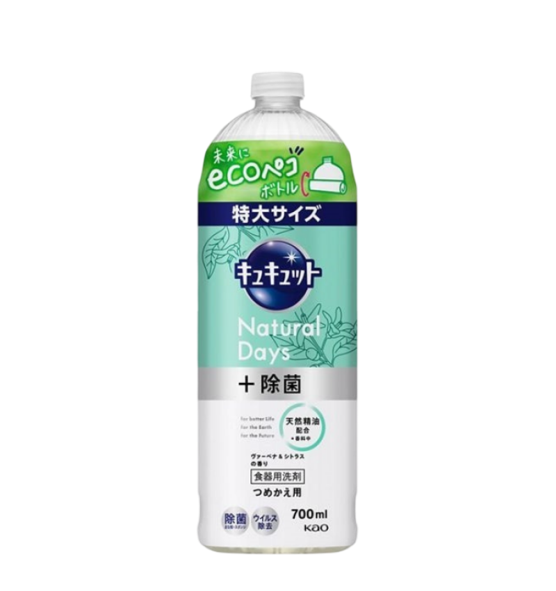 KAO Cucute Средство для мытья посуды аромат вербены и цитрус Natural Days Verbena Citrus 700мл запаска