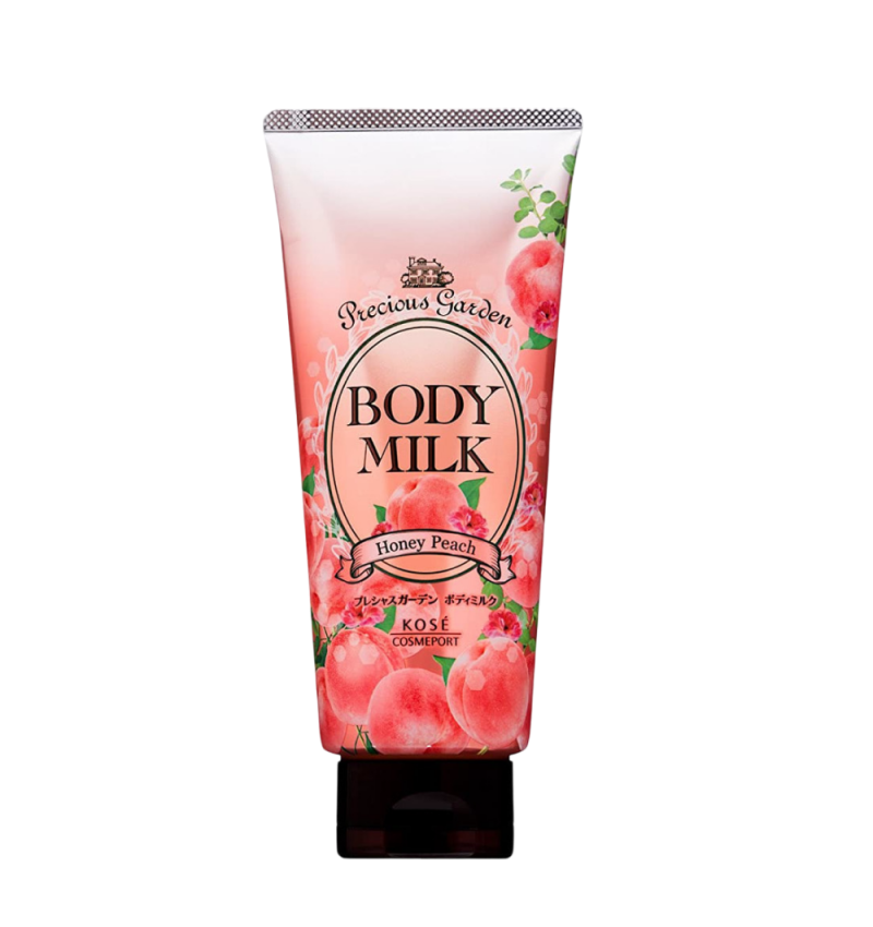 KOSE Глубокоувлажняющее молочко для тела со сладким ароматом персика Precious Garden Body Milk Honey Peach 200 г