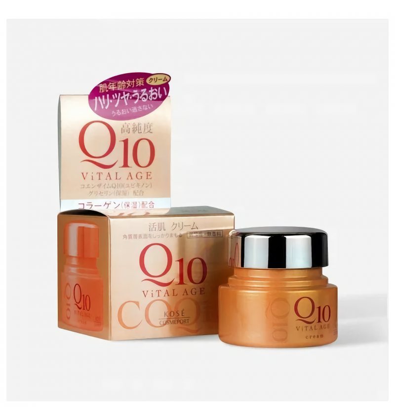 KOSE Увлажняющий крем для лица, с коэнзимом Q10 и морским коллагеном, / Vital Age Q10 Cream 40 гр.