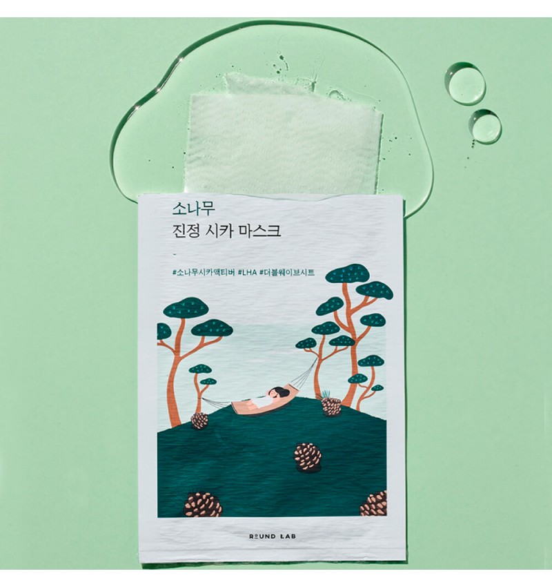 Round Lab Успокаивающая маска с экстрактами сосны и центеллы Pine Calming Cica Mask Sheet, 27 мл.
