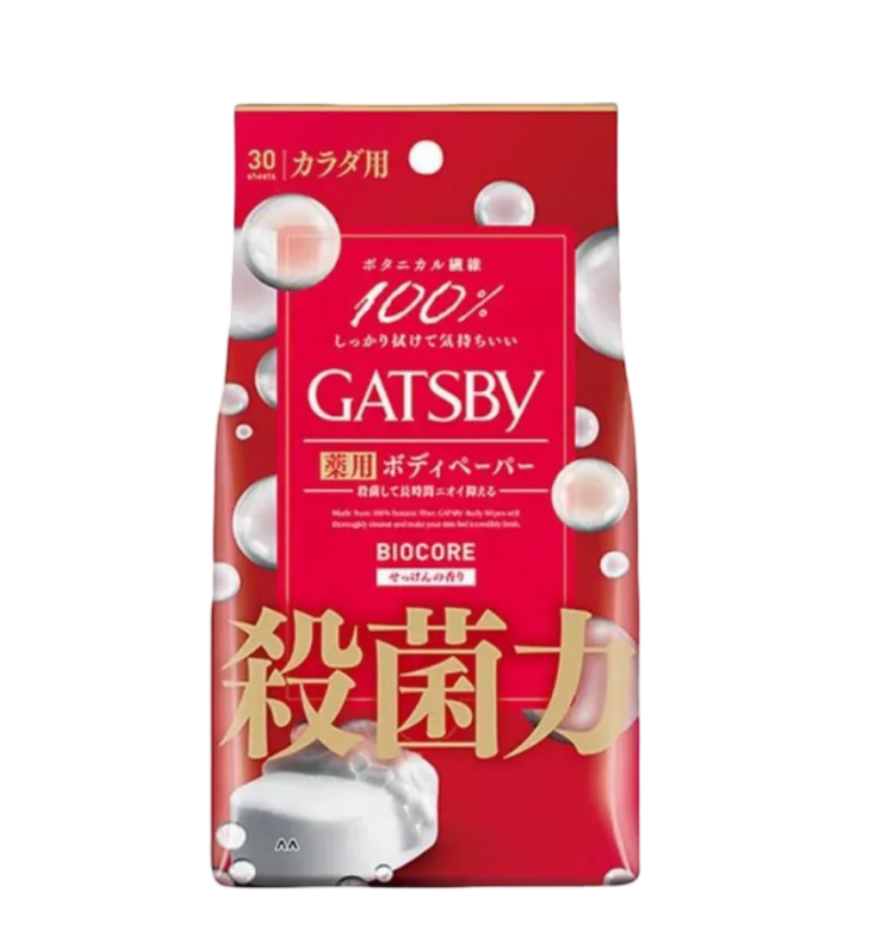 Mandom Мужской дезодорант-антиперспирант для всего тела в форме салфеток Gatsby Body Wipes с выраженным антибактериальным и охлаждающим эффектом Мыло, 30 шт