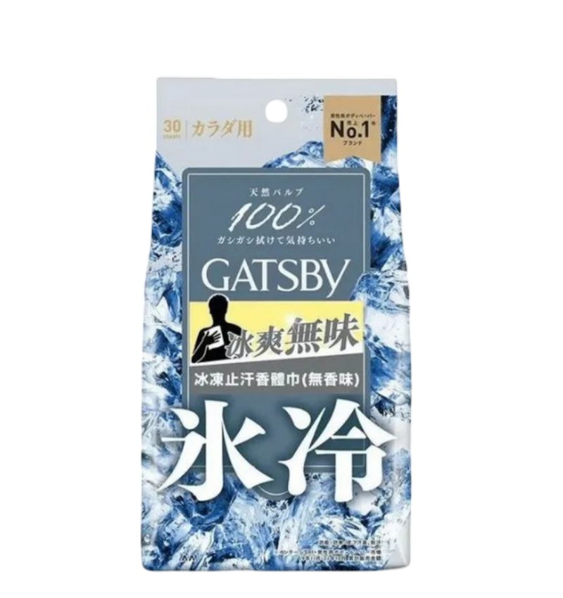 Mandom Мужской дезодорант-антиперспирант для всего тела в форме салфеток Gatsby Body Wipes с суперохлаждающим ментолом без аромата, 30 шт