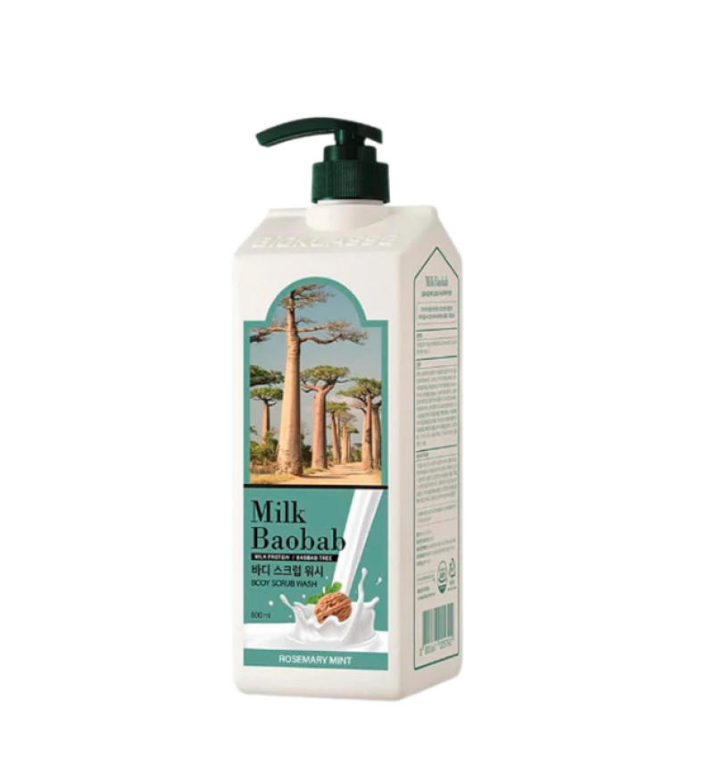 Milk Baobab Гель-скраб для душа с отшелушивающим эффектом Body Scrub Wash Rosemary Mint 800 мл.