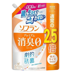 LION SOFLAN Кондиционер для белья аромат цветочного мыла Premium Aroma Soap Deodorizer 204 950мл мягкая упаковка