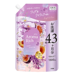 LION Кондиционер для белья парфюмированный с ароматом инжира и сирени Soflan Aroma Rich Fig&Lilac 1300мл мягкая упаковка