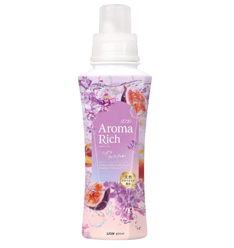 LION Кондиционер для белья парфюмированный с ароматом инжира и сирени Soflan Aroma Rich Fig&Lilac 400мл