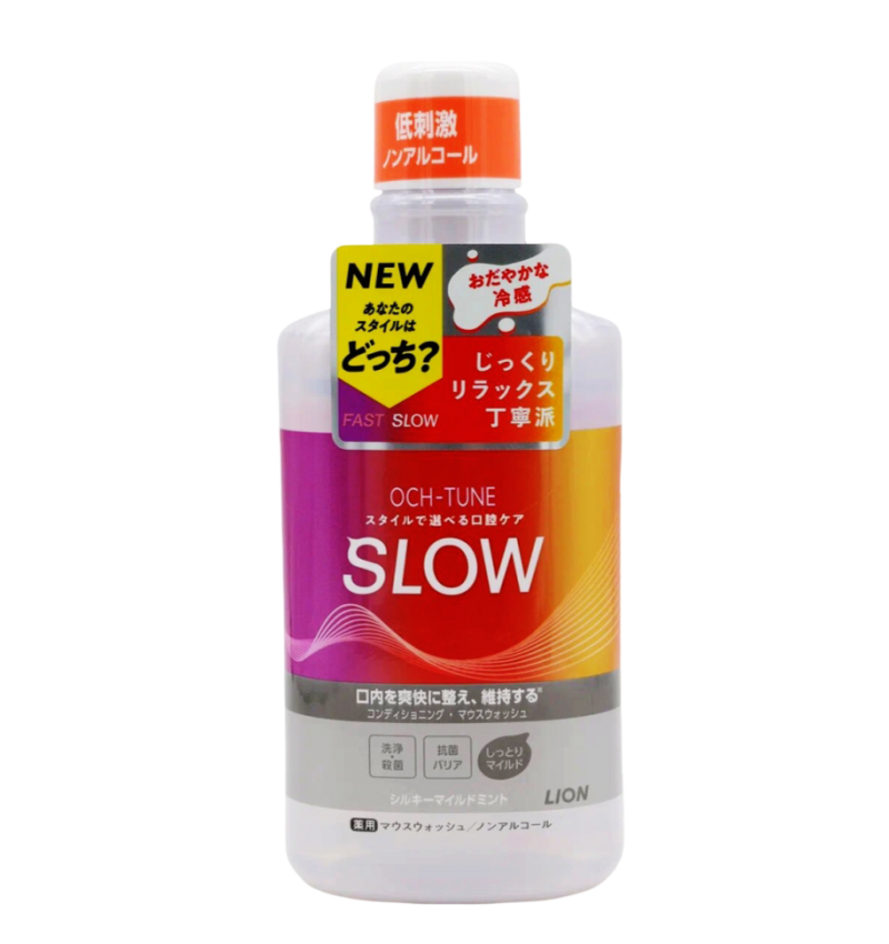 LION Ополаскиватель для полости рта бесспиртовой лёгкая прохлада OCH-TUNE Mouse SLOW Silky Mild 600мл