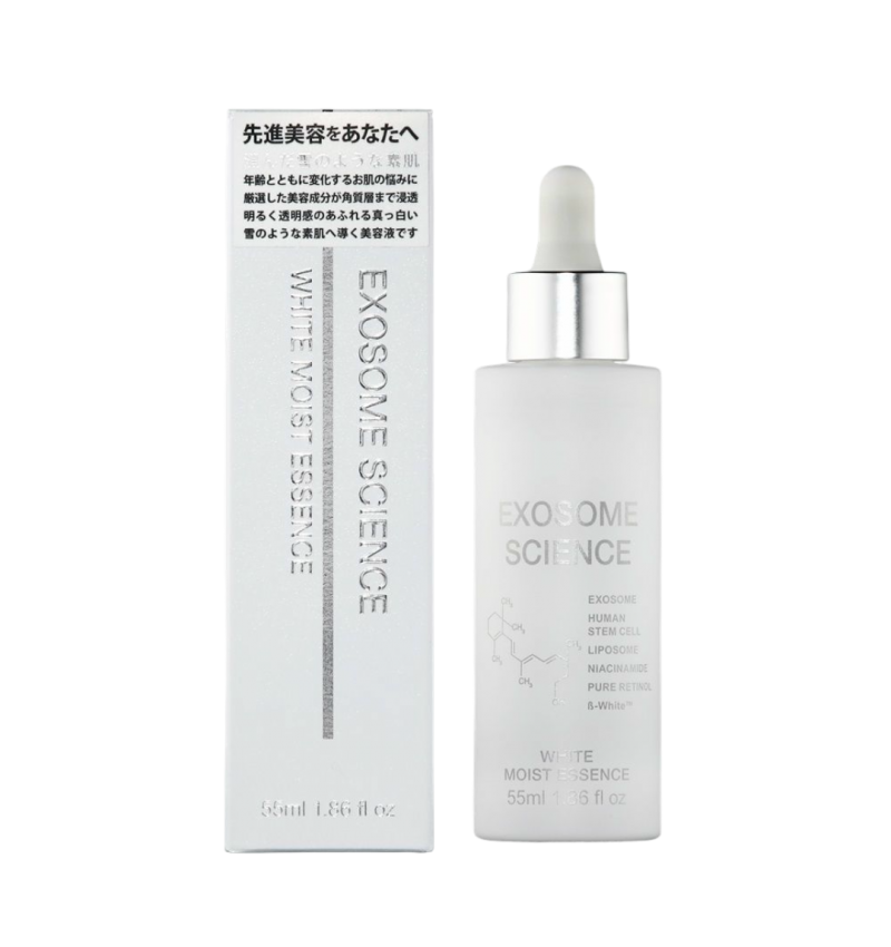 KOR JAPAN Exosome Science White Moist Essence Отбеливающая и увлажняющая сыворотка с экзосомами, 55 мл.