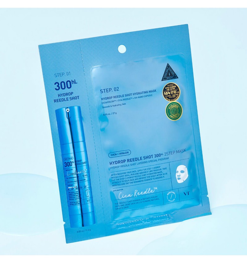 VT Cosmetics Интенсивная увлажняющая маска с микроиглами, Hydrop Reedle Shot 300 HL 2Step Mask, 1,5 г+25 г