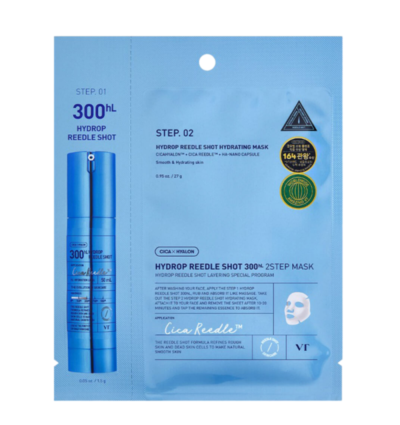 VT Cosmetics Интенсивная увлажняющая маска с микроиглами, Hydrop Reedle Shot 300 HL 2Step Mask, 1,5 г+25 г