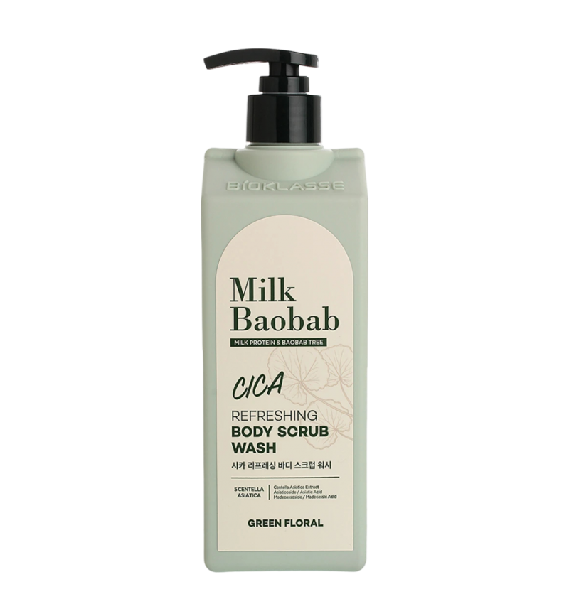 Milk Baobab Гель-скраб для душа освежающий с центеллой, Cica Body Scrub Wash, 500 мл