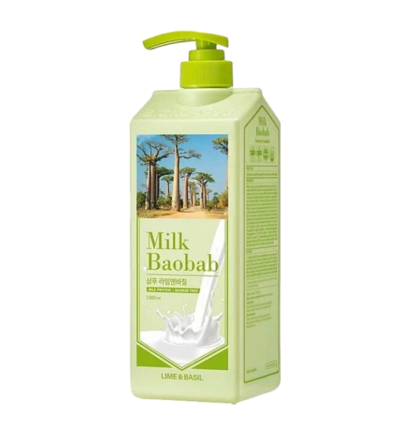 Milk Baobab Шампунь для волос с ароматом лайма и базилика. Shampoo Lime and Basil, 1000 мл
