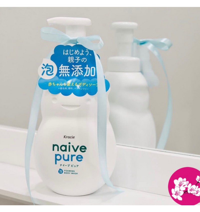 KRACIE Жидкое мыло-пенка для тела для всей семьи, без аромата Naive Pure Foam Body Soap 550 мл.