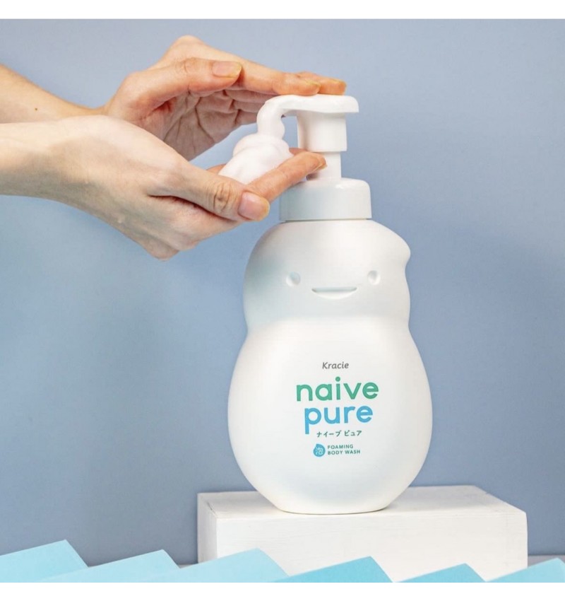 KRACIE Жидкое мыло-пенка для тела для всей семьи, без аромата Naive Pure Foam Body Soap 450 мл. мягкая упаковка