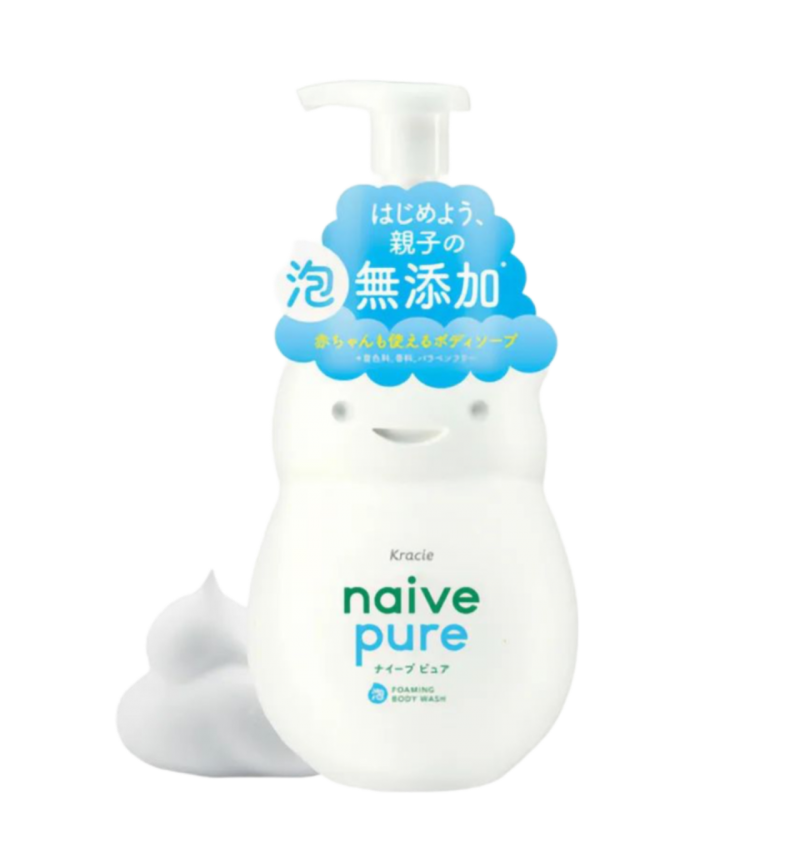 KRACIE Жидкое мыло-пенка для тела для всей семьи, без аромата Naive Pure Foam Body Soap 550 мл.