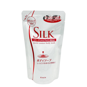 Kracie Жидкое мыло для тела увлажняющее с природным коллагеном и ароматом фруктов Silk Moist Essence Body Soap, 350 мл мягкая упаковка