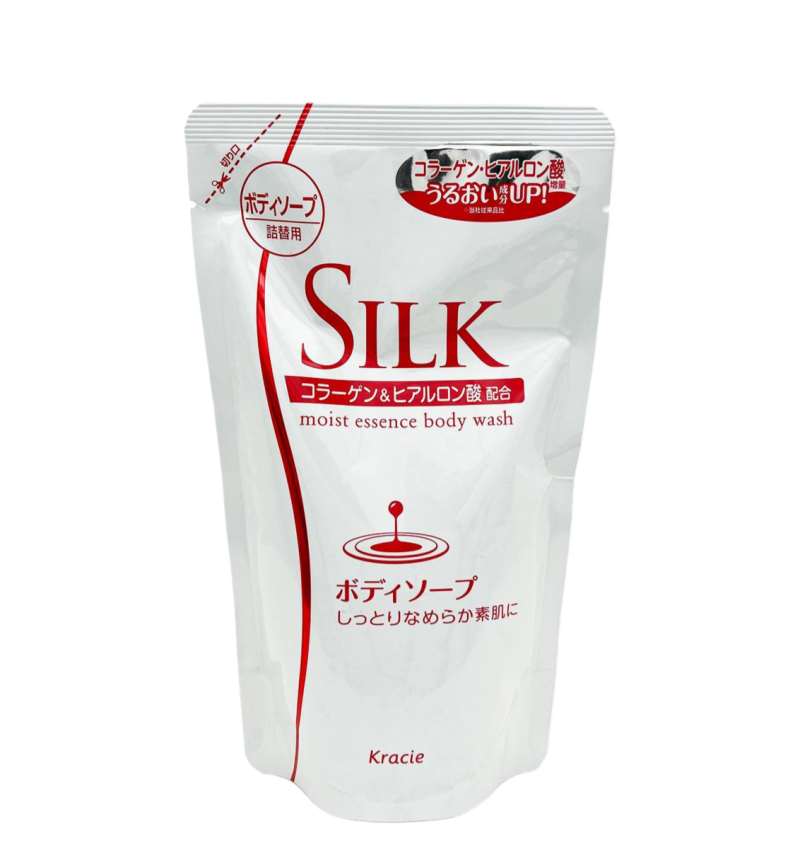 Kracie Жидкое мыло для тела увлажняющее с природным коллагеном и ароматом фруктов Silk Moist Essence Body Soap, 350 мл мягкая упаковка