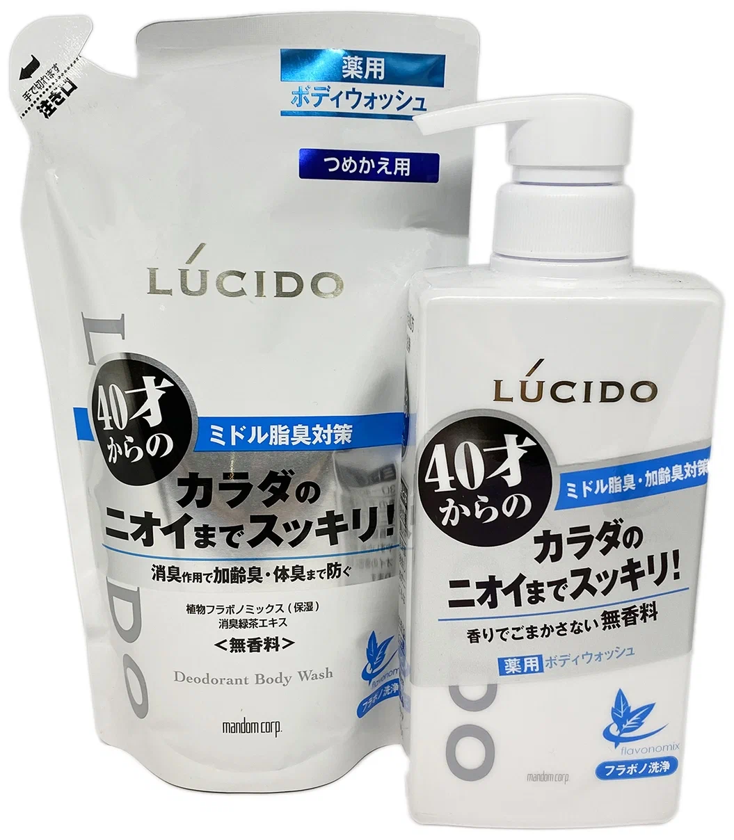 Mandom Антибактериальное мужское жидкое мыло для нейтрализации запаха / Lucido Deodorant Body Wash, 450 мл.