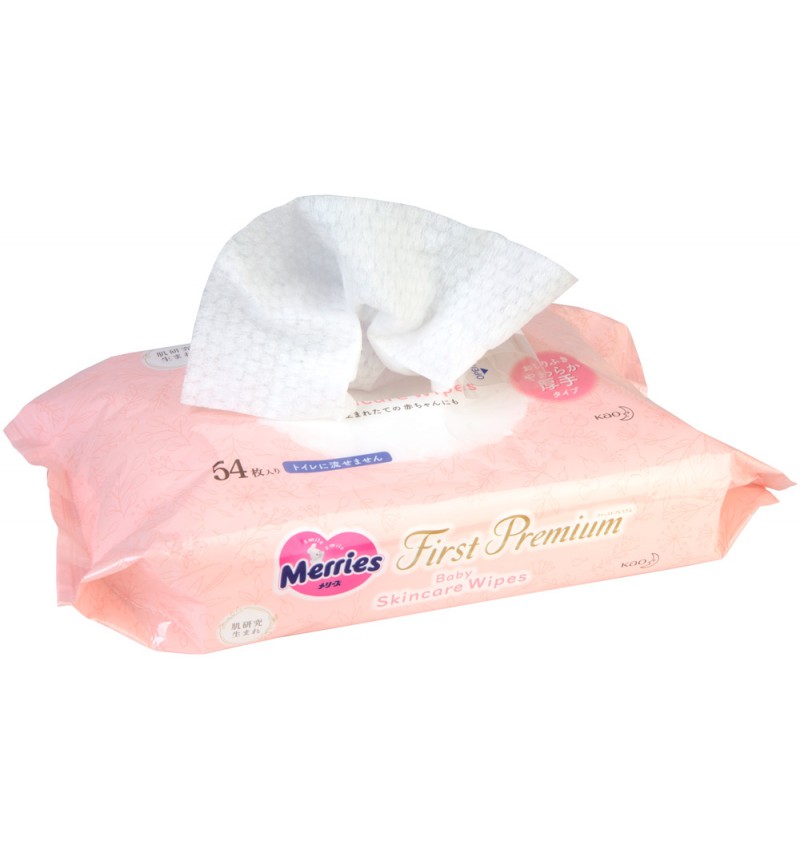 KAO Merries Детские влажные салфетки Baby skin care wipes запасной блок 54 шт