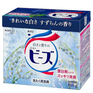 КAO Японский стиральный порошок ароматизированный, с отбеливающим эффектом "New Beads" с освежающим ароматом ландыша, 800 гр.