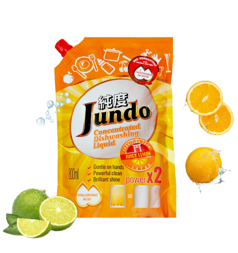 Jundo Гель Эко-концентрат для мытья посуды Juicy Lemon  800 мл. мягкая упаковка