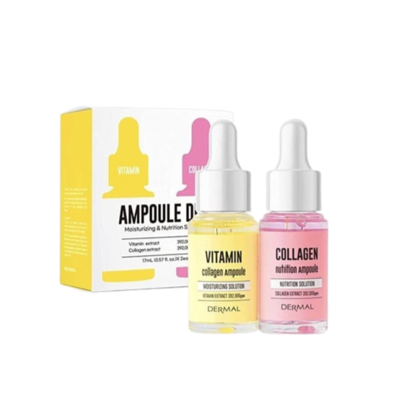 Dermal Ampoule Duo Moisturizing&Nutrition набор сывороток для лица коллаген и ватамин С 2шт*17мл.