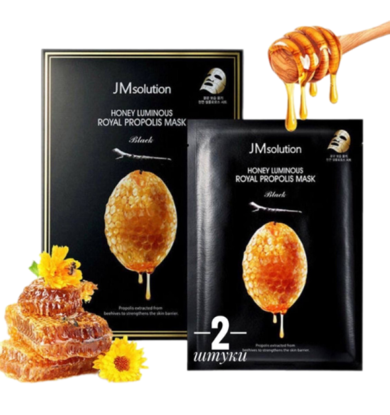 JMsolution Восстанавливающая тканевая маска с прополисом Honey Luminous Royal Propolis Mask 1шт.