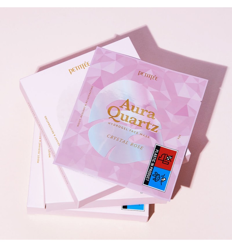 Petitfee Гидрогелевая маска с жемчужной пудрой для выравнивания тона / Koelf Aura Quartz Hydrogel Face Mask Crystal Rose , 1 шт.