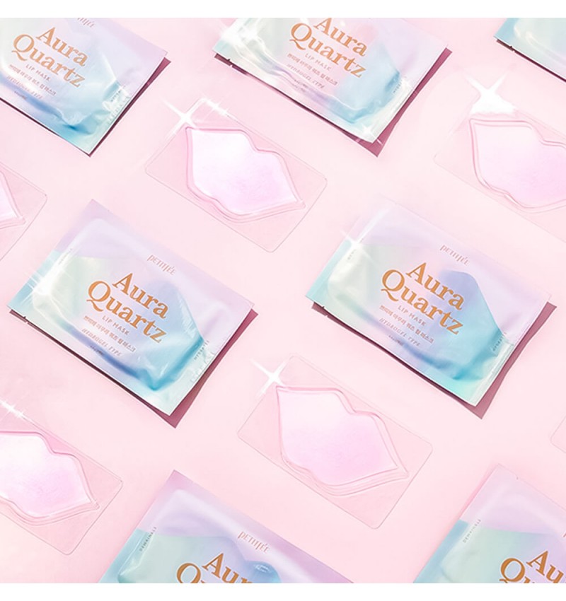 Petitfee Гидрогелевая разглаживающая маска для губ с жемчужной пудрой Aura Quartz Lip Mask 1шт