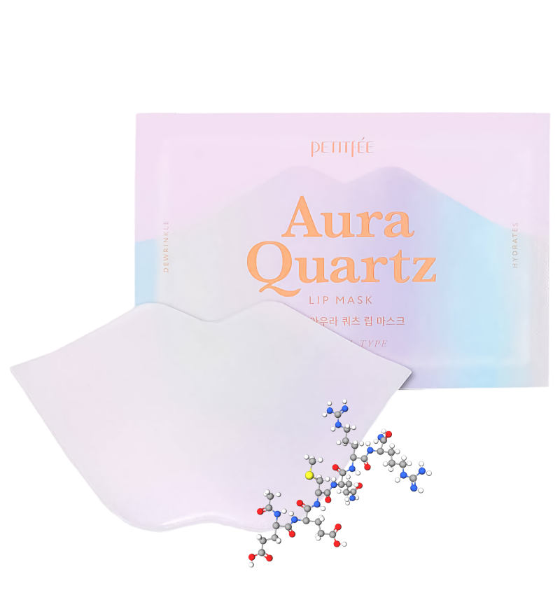 Petitfee Гидрогелевая разглаживающая маска для губ с жемчужной пудрой Aura Quartz Lip Mask 1шт
