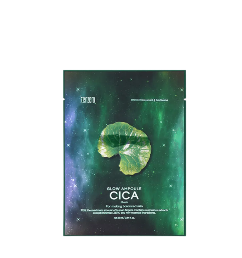 Tenzero Ампульная маска для лица с экстрактом центеллы азиатской, Glow Ampoule Cica Mask, 1 шт