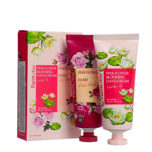 FarmStay Набор кремов для рук, водяная лилия и роза Pink Flower Blooming Hand Cream Set 2 х 100 мл