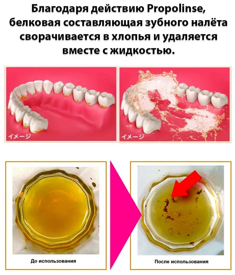 PIERAS Ополаскиватель для полости рта, с индикацией загрязнения, с прополисом, мягкий вкус, Propolinse Pure 600 мл.