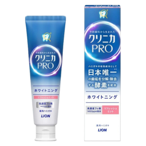 LION Жемчужный зубной гель Clinica PRO Whitening для комплексного ухода, ранней профилактики кариеса и придания белизны (освежающий вкус мяты и малины) 95 гр.